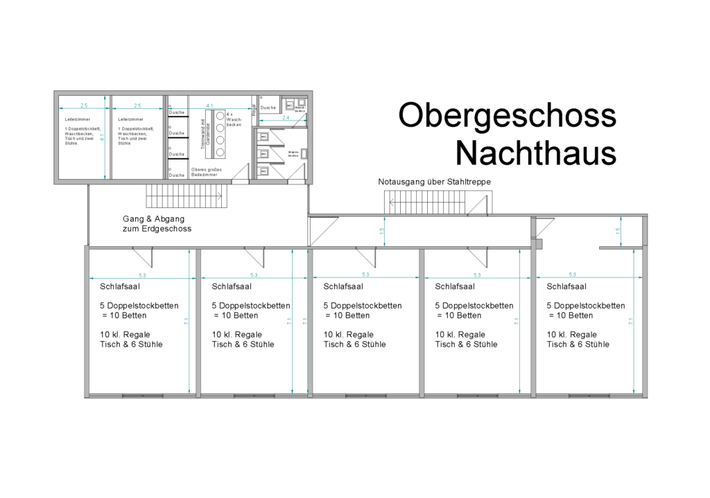 Grundriss Nachthaus Obergeschoss